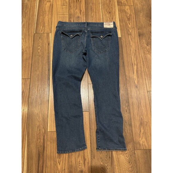 True Religion Jeans Mens 42x32 Blue Ricky Relaxed Straight Flap Pockets Denim - Picture 1 of 9